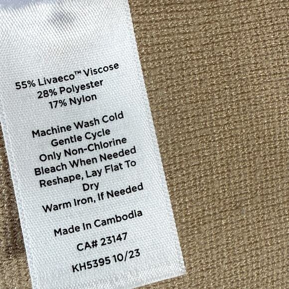 Talbots Sweater Collared Gold Buttons Pullover XL Tan White Striped Neutral New - Picture 6 of 6